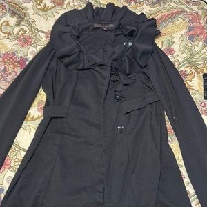 black fever ruffled button blouse